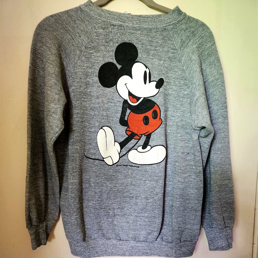 Vintage 70s Disney Mickey Mouse Raglan Sweatshirt Size M/L Tropix Togs